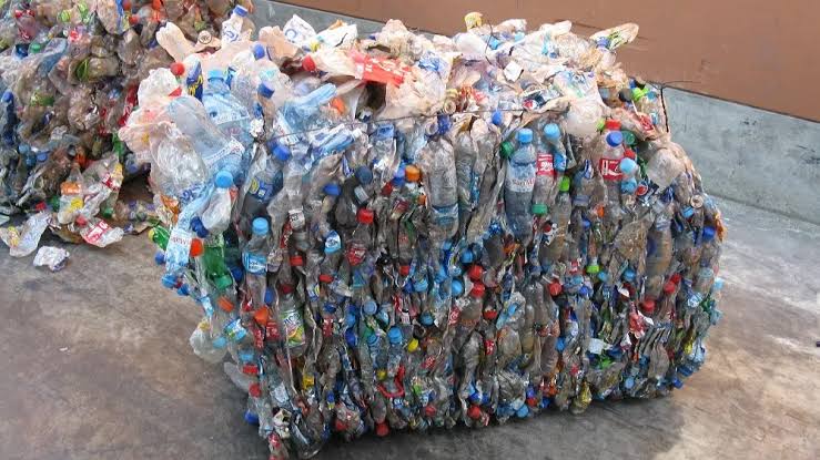 Recovered plastic waste pile